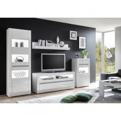 Loftscape Wohnwand Cape Ann III (4-teilig) - Hochglanz Weiß / Matt Weiß