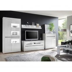 Loftscape Wohnwand Cape Ann V (4-teilig) - Hochglanz Weiß / Matt Weiß