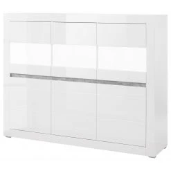 Loftscape Highboard Cape Ann - Hochglanz Weiß / Matt Weiß