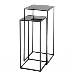 Red Living Beistelltisch Driff II (2er-Set) - Glas / Metall - Schwarz