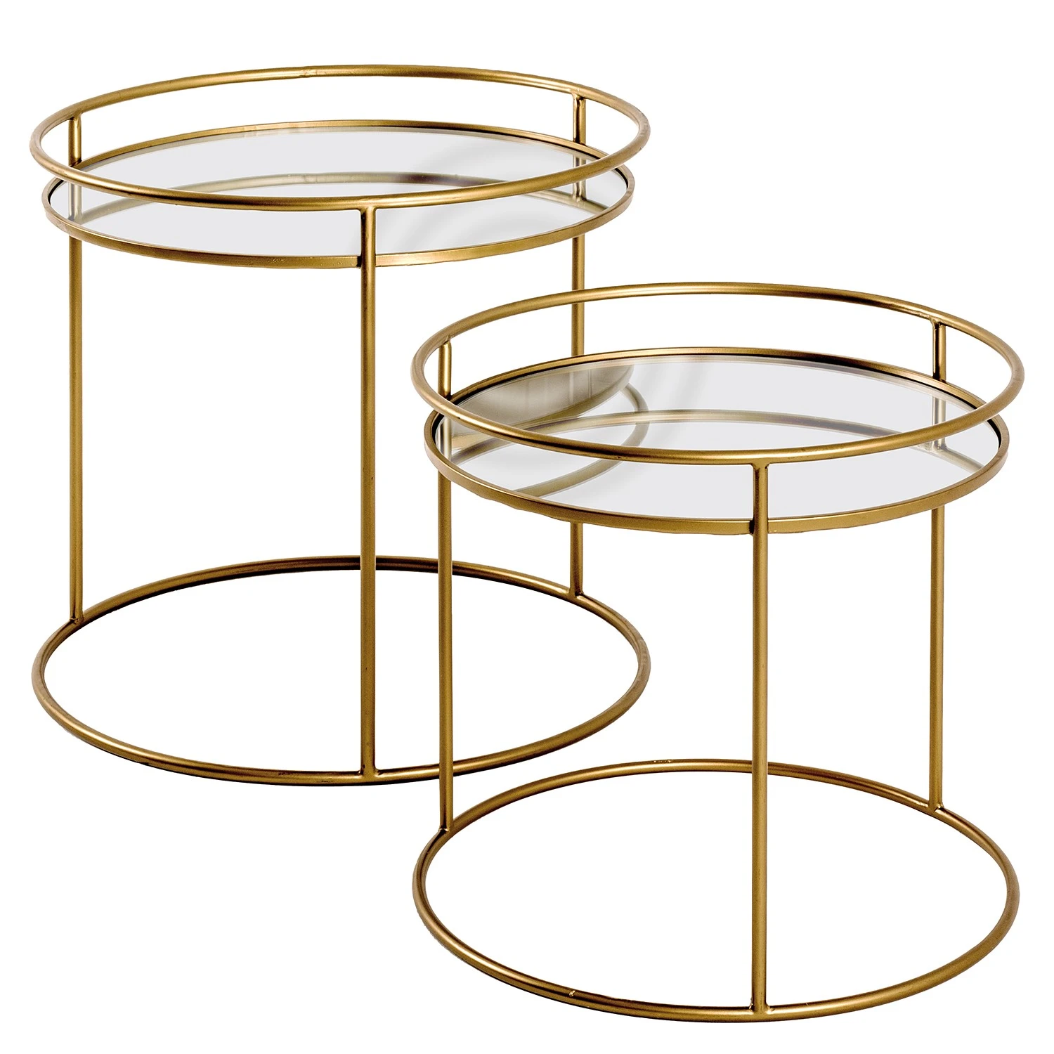 Red Living Beistelltisch Yoah (2er-Set) - Glas / Metall - Gold 1 Red Living Beistelltisch Yoah (2er-Set) - Glas / Metall - Gold