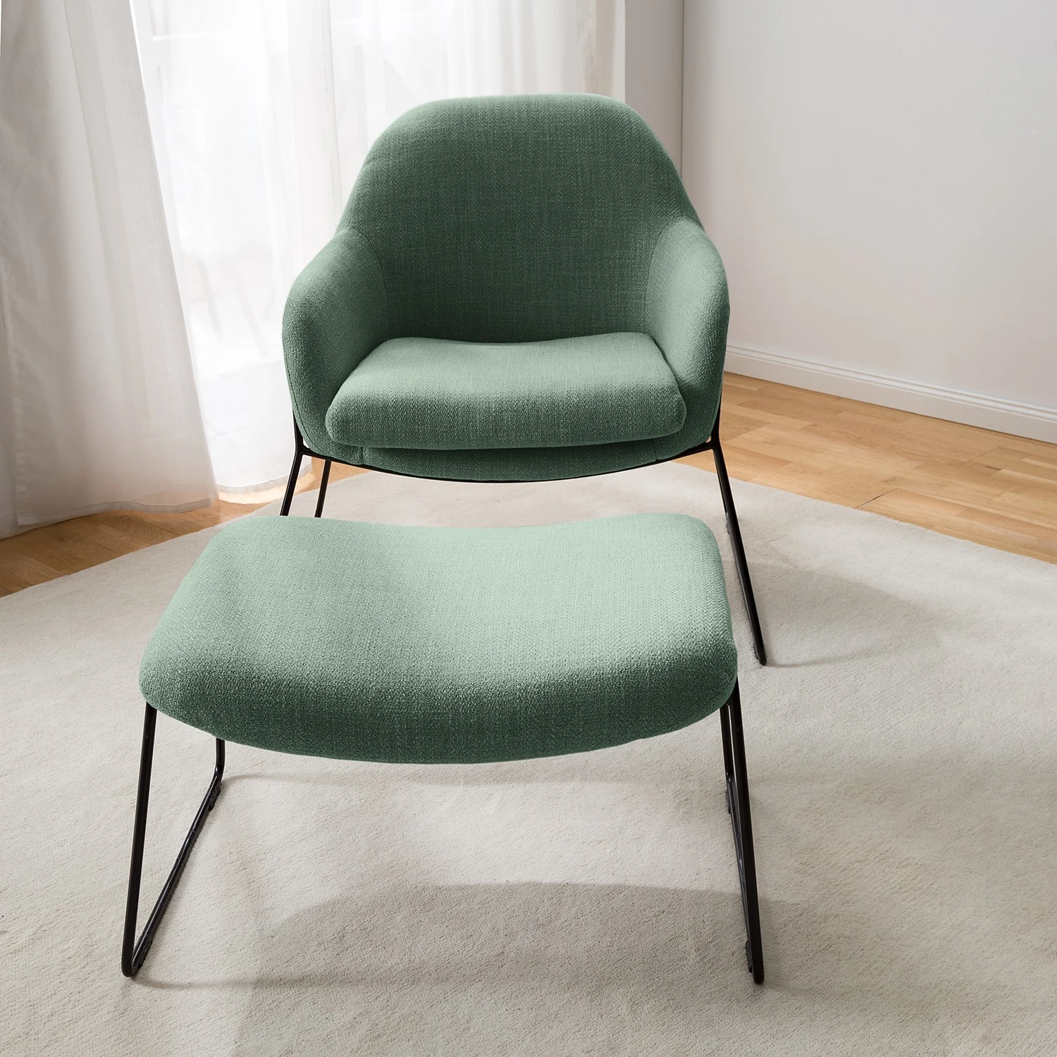 Red Living Polsterhocker Culin - Webstoff Noela: Mintgrau 6 Red Living Polsterhocker Culin - Webstoff Noela: Mintgrau – Bild 6