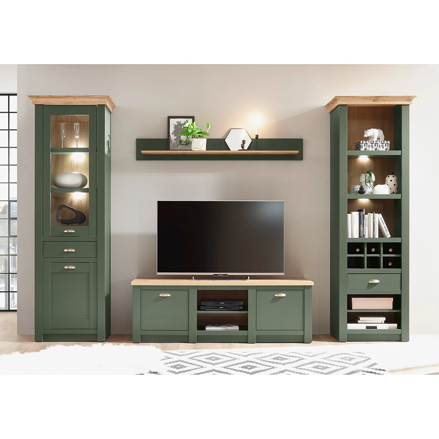 Norrwood TV-Lowboard Cardet - Moosgrün / Eiche Wotan Dekor 9 Norrwood TV-Lowboard Cardet - Moosgrün / Eiche Wotan Dekor – Bild 9