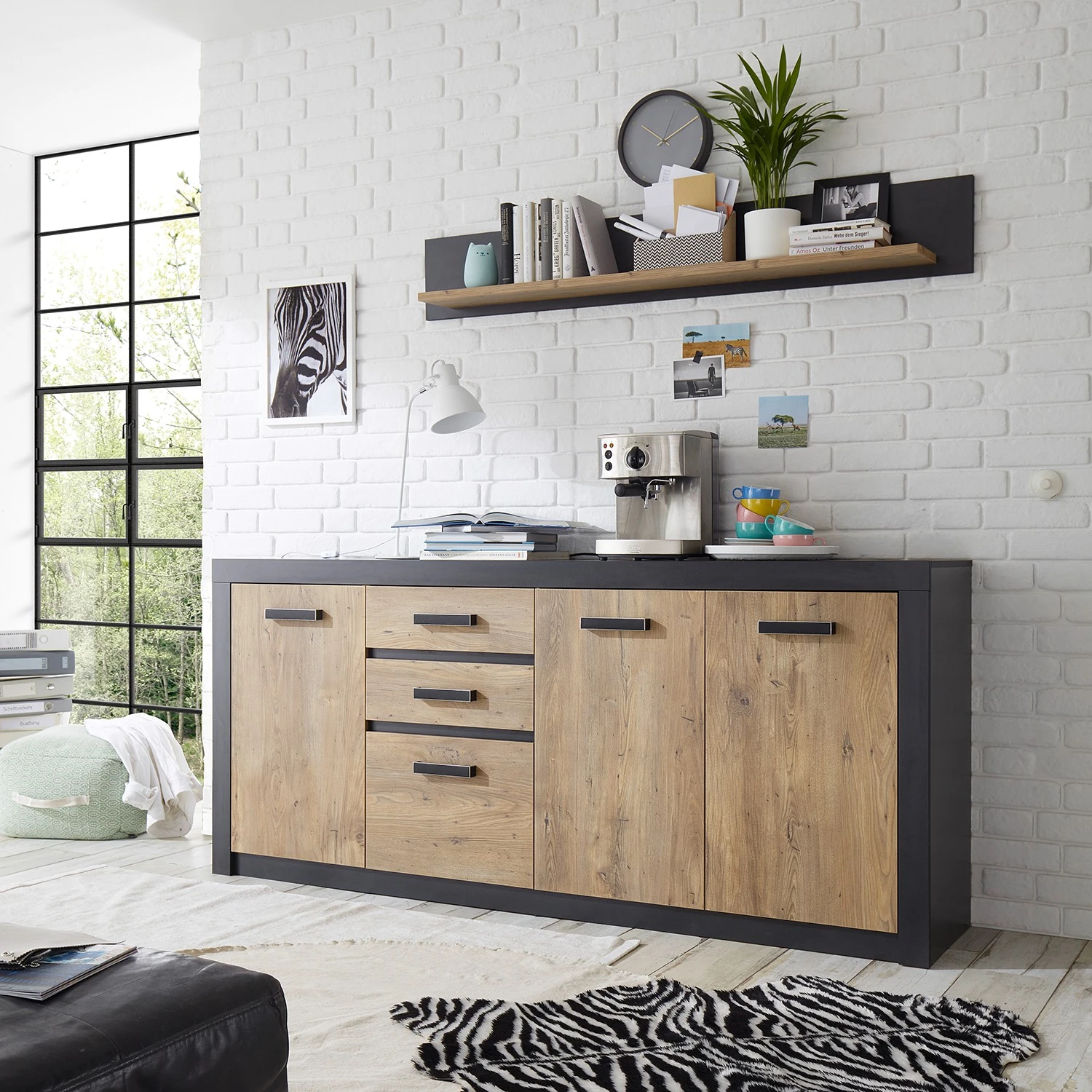 Red Living Sideboard Bozel II - Kastanie Dekor / Grau 2 Red Living Sideboard Bozel II - Kastanie Dekor / Grau – Bild 2