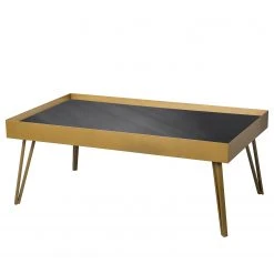 Loftscape Couchtisch Soccia II - Glas / Metall - Schwarz / Gold