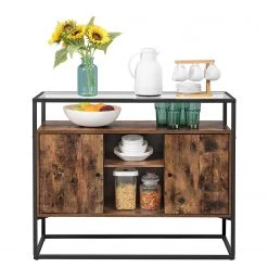 Red Living Kommode Cottage Hill III - Glas / Metall - Braun / Schwarz -Wohnzimmermöbel boutique en ligne 1000235678 201210 06194600086 DETAILS P000000001000235678