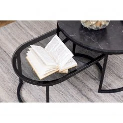 Red Living Couchtisch Senez I (2er-Set) - Glas / Metall - Marmor Schwarz Dekor / Schwarz -Wohnzimmermöbel boutique en ligne 1000235867 220802 021 MOOD DETAILS P000000001000235867 mood