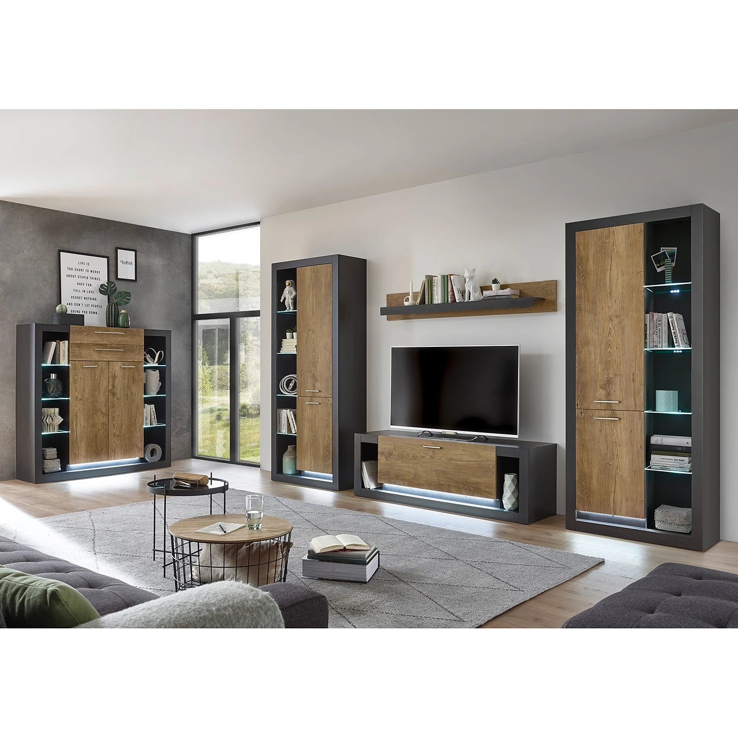 Red Living TV-Lowboard Talence I - Kastanie Dekor / Grau 2 Red Living TV-Lowboard Talence I - Kastanie Dekor / Grau – Bild 2