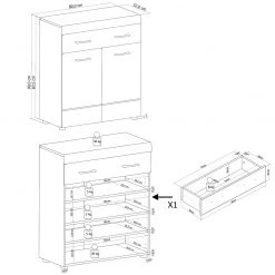 Loftscape Kommode Liffre - Hochglanz Weiß / Eiche Artisan Dekor -Wohnzimmermöbel boutique en ligne 1000237336 201230 13113800011 SKETCH DETAILS P000000001000237336 sketch