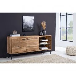 Ars Natura Sideboard Roody - Inkl. Beleuchtung - Akazie massiv / Metall - Akazie / Schwarz -Wohnzimmermöbel boutique en ligne 1000238181 220420 021 MOOD DETAILS P000000001000238181 mood
