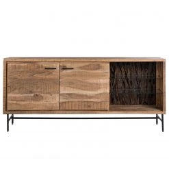 Ars Natura Sideboard Roody - Inkl. Beleuchtung - Akazie massiv / Metall - Akazie / Schwarz -Wohnzimmermöbel boutique en ligne 1000238181 220420 030 DETAILS P000000001000238181