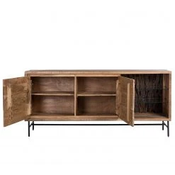 Ars Natura Sideboard Roody - Inkl. Beleuchtung - Akazie massiv / Metall - Akazie / Schwarz -Wohnzimmermöbel boutique en ligne 1000238181 220420 040 DETAILS P000000001000238181
