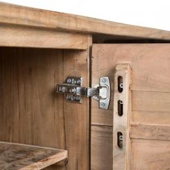 Ars Natura Sideboard Roody - Inkl. Beleuchtung - Akazie massiv / Metall - Akazie / Schwarz -Wohnzimmermöbel boutique en ligne 1000238181 220420 060 DETAILS P000000001000238181