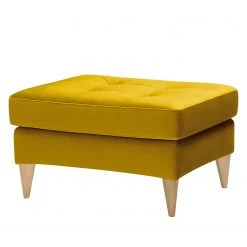 Studio Copenhagen Polsterhocker Powder - Samt Houki: Senfgelb - Eiche Hell