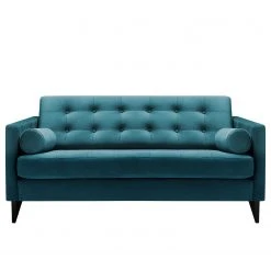 Studio Copenhagen Sofa Powder (2-Sitzer) - Samt Houki: Petrol - Schwarz