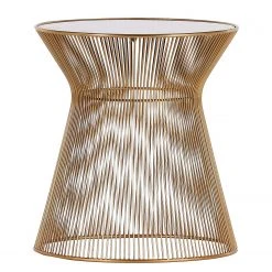 Red Living Beistelltisch Payzac IV - Glas / Metall - Grau / Gold