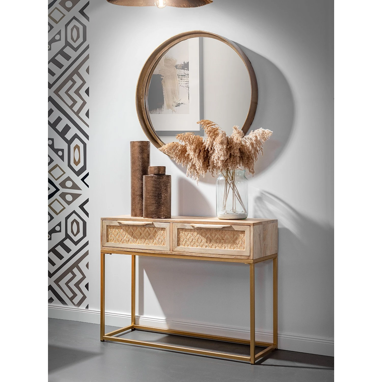 Naturoo Konsolentisch Rumilly - Rattangeflecht / Mango massiv 2 Naturoo Konsolentisch Rumilly - Rattangeflecht / Mango massiv – Bild 2