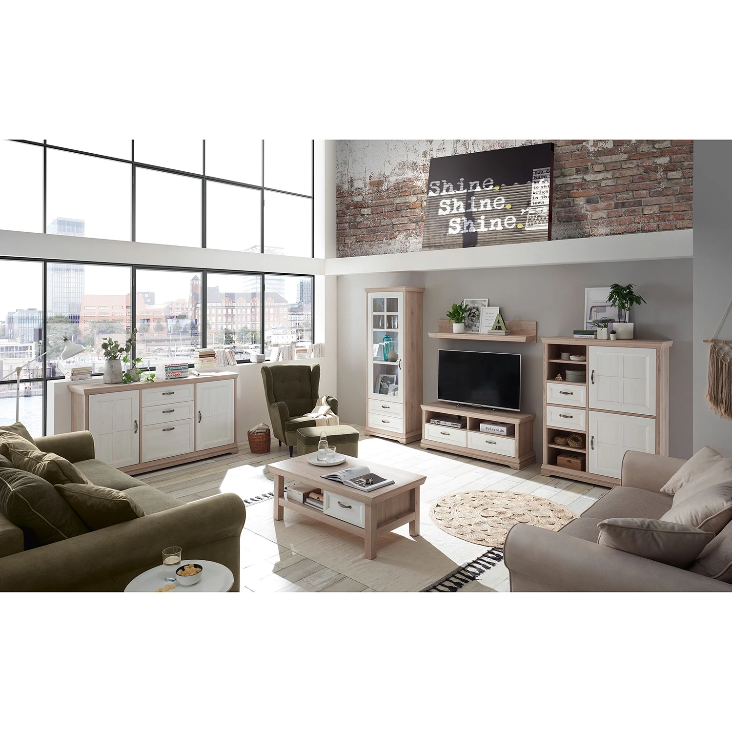 Ridgevalley Standvitrine Avene II - Weiß / Pinie Dekor 2 Ridgevalley Standvitrine Avene II - Weiß / Pinie Dekor – Bild 2