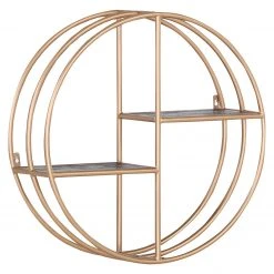 Red Living Wandregal Oissel II - Akazie massiv / Metall - Akazie Schwarz / Gold - Durchmesser: 70 cm