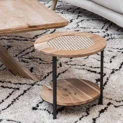 Red Living Beistelltisch Fenay IV (2er-Set) - Wiener Geflecht / Akazie massiv - Akazie / Schwarz -Wohnzimmermöbel boutique en ligne 1000240820 210303 06505100005 MOOD DETAILS P000000001000240820 mood