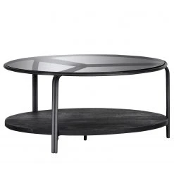 Red Living Couchtisch Bardou - Glas / Mango massiv - Schwarz / Mango Schwarz