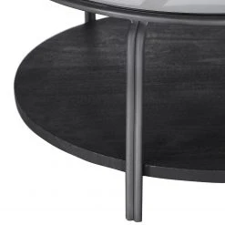 Red Living Couchtisch Bardou - Glas / Mango massiv - Schwarz / Mango Schwarz -Wohnzimmermöbel boutique en ligne 1000240825 210113 13402100135 DETAILS P000000001000240825