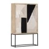 Naturoo Highboard Soyans - Mango teilmassiv / Metall - Beige / Schwarz
