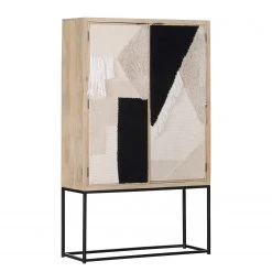Naturoo Highboard Soyans - Mango teilmassiv / Metall - Beige / Schwarz