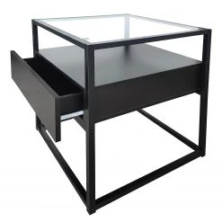 Loftscape Beistelltisch Dorsey - Glas / Metall - Schwarz / Bambus Schwarz 13 Loftscape Beistelltisch Dorsey - Glas / Metall - Schwarz / Bambus Schwarz -Wohnzimmermöbel boutique en ligne 1000241537 220420 040 DETAILS P000000001000241537
