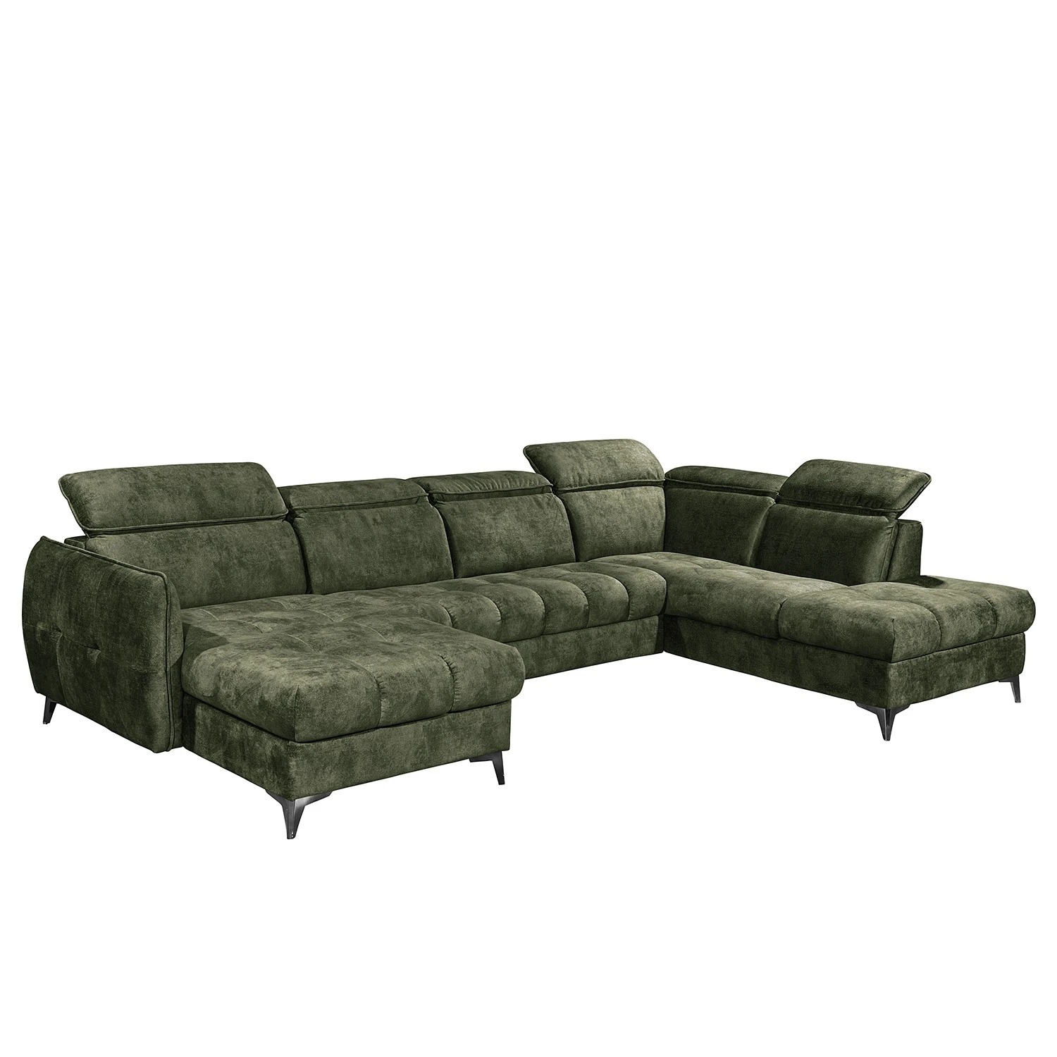 Loftscape Wohnlandschaft Grillon - Samt - Samt Insa: Moosgrün - Longchair davorstehend links / Ottomane rechts 1 Loftscape Wohnlandschaft Grillon - Samt - Samt Insa: Moosgrün - Longchair davorstehend links / Ottomane rechts