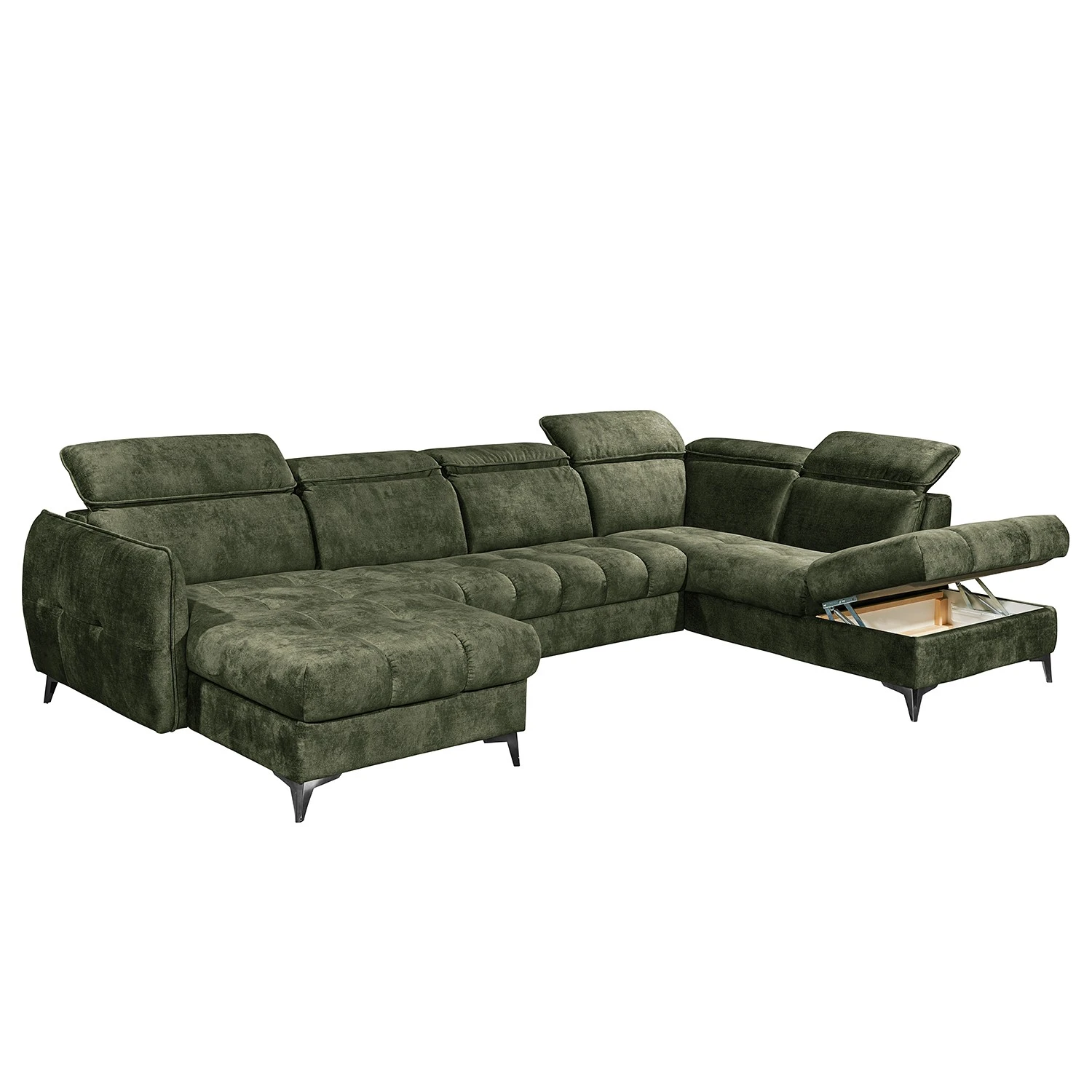 Loftscape Wohnlandschaft Grillon - Samt - Samt Insa: Moosgrün - Longchair davorstehend links / Ottomane rechts 7 Loftscape Wohnlandschaft Grillon - Samt - Samt Insa: Moosgrün - Longchair davorstehend links / Ottomane rechts – Bild 7