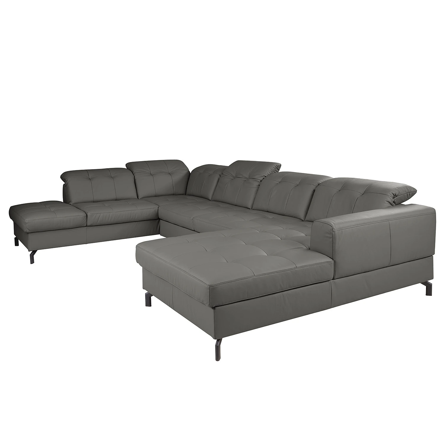 Fredriks Wohnlandschaft White Pine - Echtleder - Echtleder Mabra: Grau - Longchair davorstehend rechts / Ottomane links 1 Fredriks Wohnlandschaft White Pine - Echtleder - Echtleder Mabra: Grau - Longchair davorstehend rechts / Ottomane links