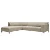 Studio Copenhagen Ecksofa Lussant - Flachgewebe Shina: Beige - Ottomane davorstehend links - Schwarz