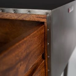 Wolf-Möbel Konsolentisch Bazac - Akazie massiv - Akazie / Dunkelgrau -Wohnzimmermöbel boutique en ligne 1000243204 220311 036 DETAILS P000000001000243204