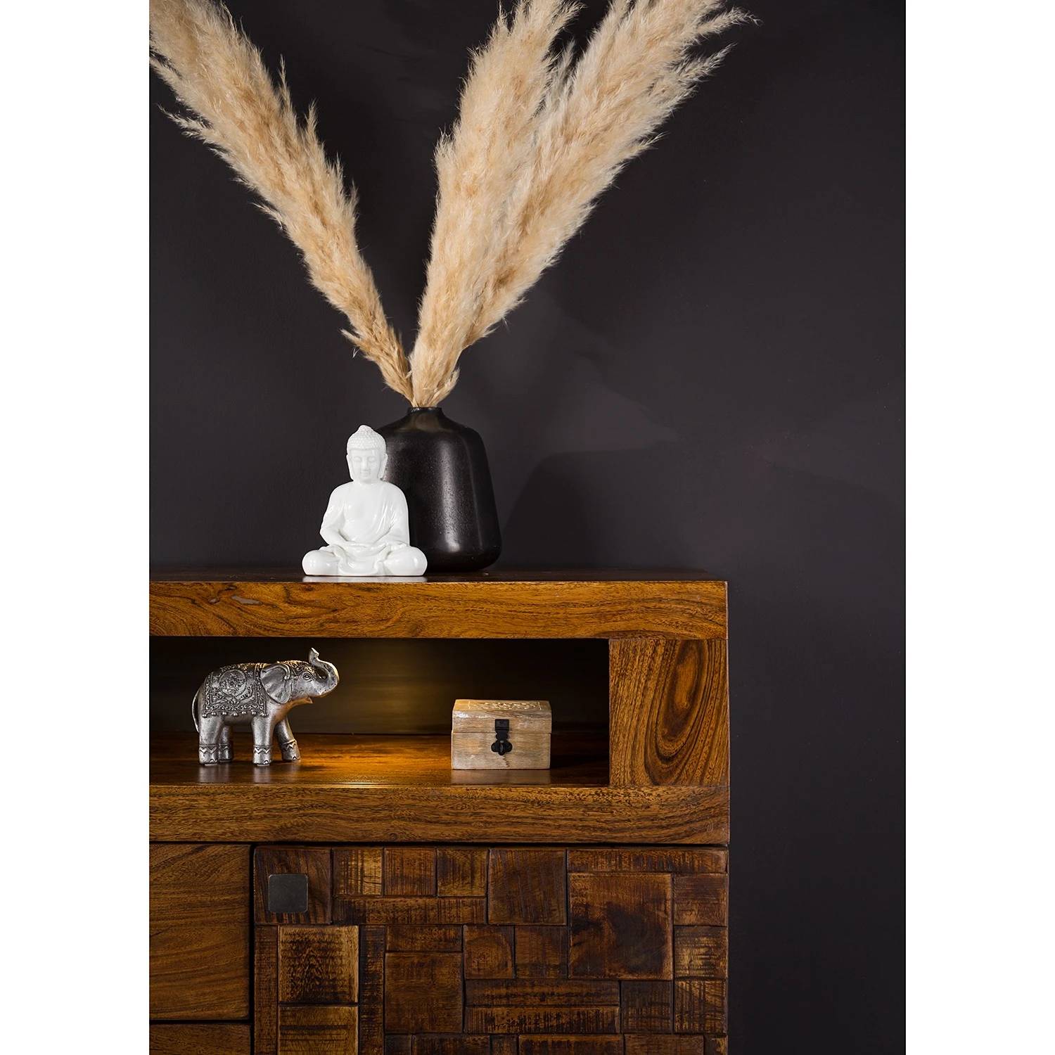 Wolf-Möbel Sideboard Bazac - Inkl. Beleuchtung - Akazie massiv - Akazie / Dunkelgrau 16 Wolf-Möbel Sideboard Bazac - Inkl. Beleuchtung - Akazie massiv - Akazie / Dunkelgrau – Bild 16