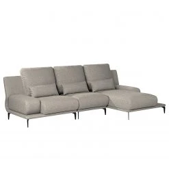 Fredriks Ecksofa Lirac - Webstoff - Webstoff Sogol: Grau - Longchair davorstehend rechts
