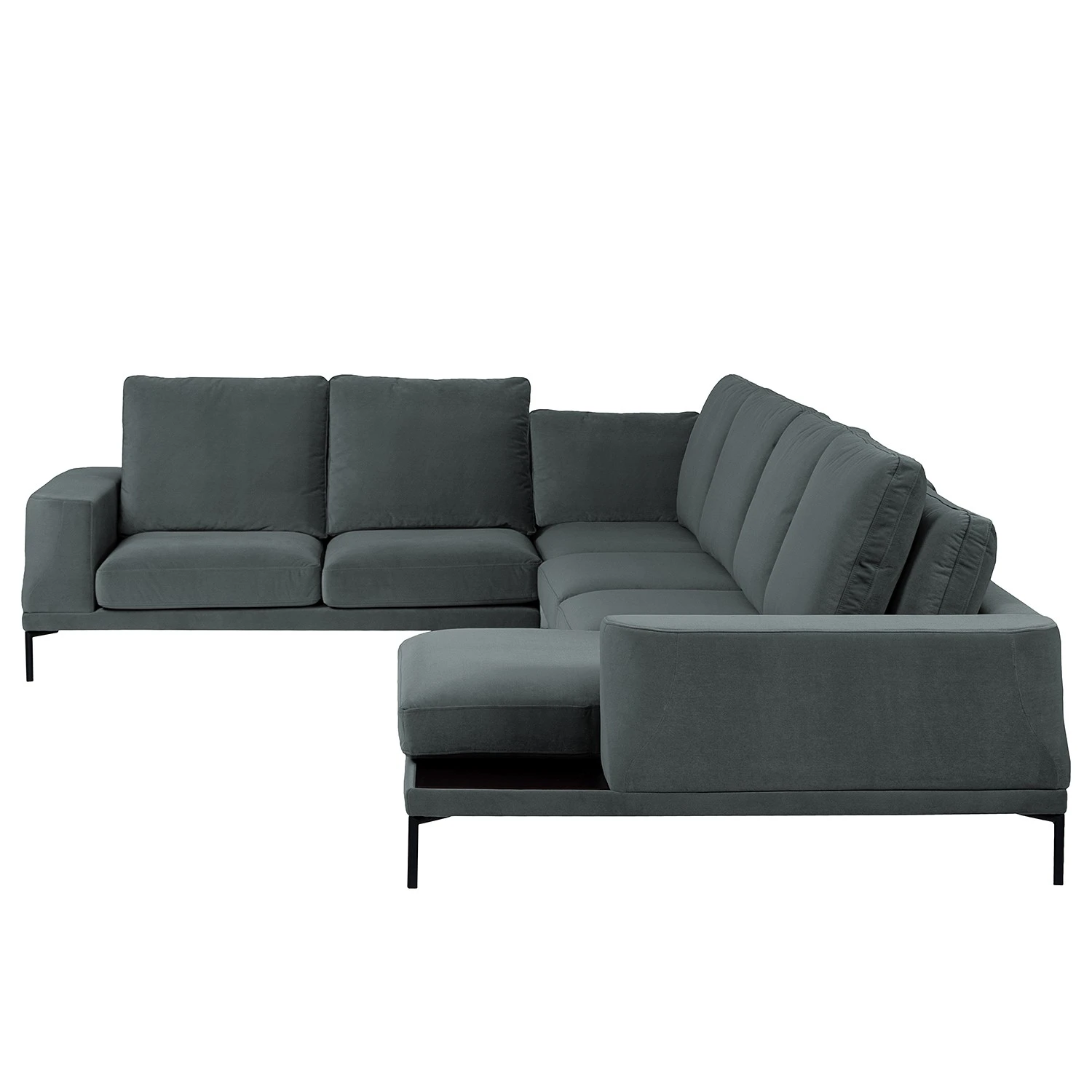 Fredriks Wohnlandschaft Grossa - Samt - Samt Vaia: Dunkelgrau - Longchair davorstehend rechts / Ottomane links 3 Fredriks Wohnlandschaft Grossa - Samt - Samt Vaia: Dunkelgrau - Longchair davorstehend rechts / Ottomane links – Bild 3