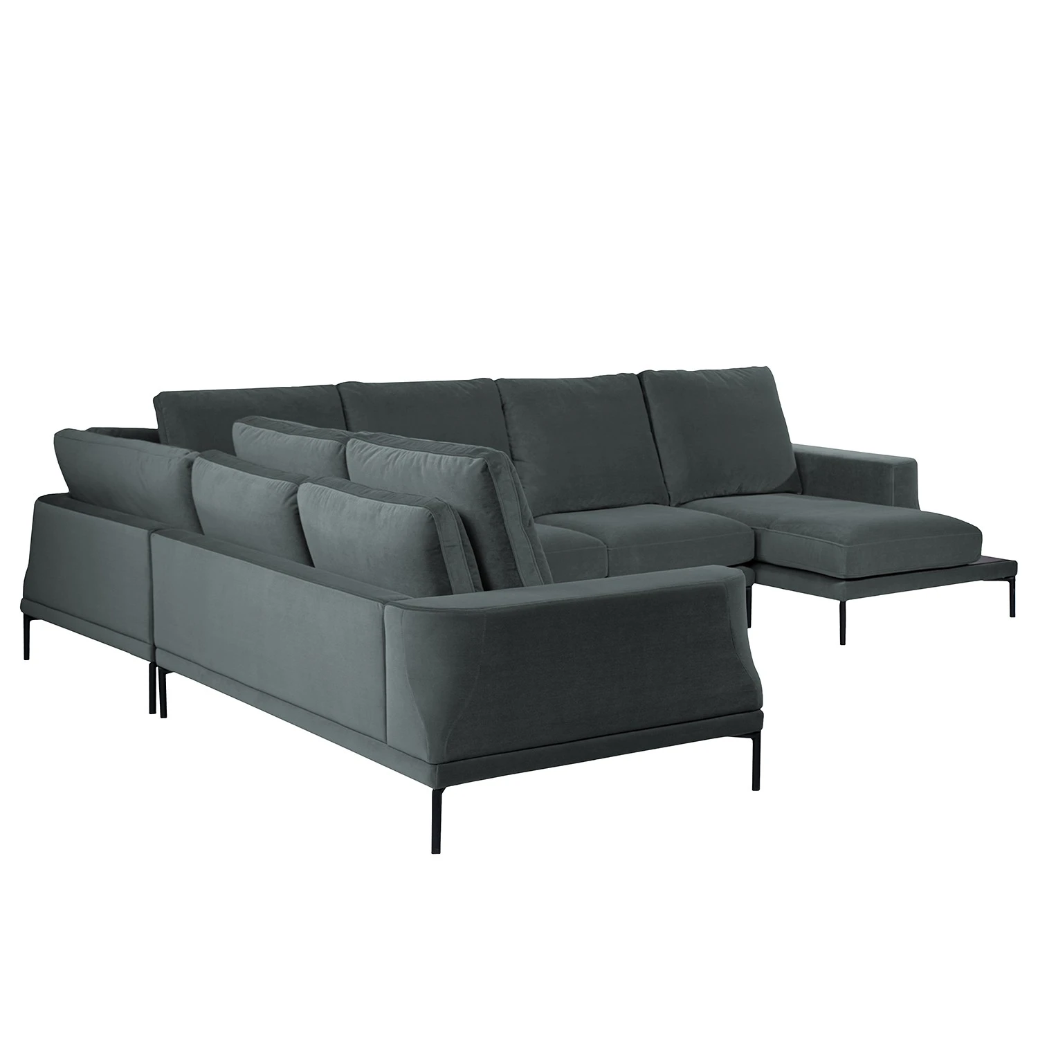 Fredriks Wohnlandschaft Grossa - Samt - Samt Vaia: Dunkelgrau - Longchair davorstehend rechts / Ottomane links 6 Fredriks Wohnlandschaft Grossa - Samt - Samt Vaia: Dunkelgrau - Longchair davorstehend rechts / Ottomane links – Bild 6