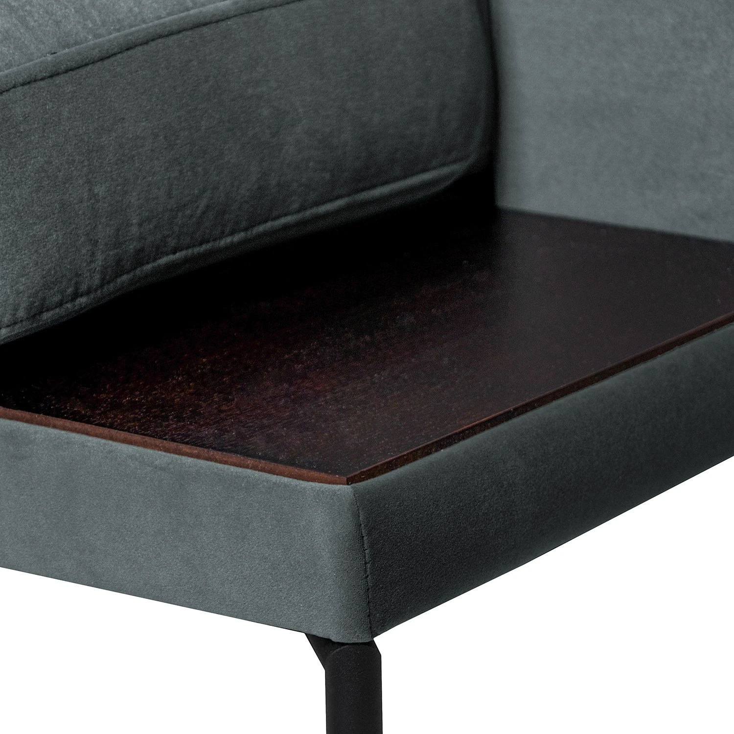 Fredriks Wohnlandschaft Grossa - Samt - Samt Vaia: Dunkelgrau - Longchair davorstehend rechts / Ottomane links 9 Fredriks Wohnlandschaft Grossa - Samt - Samt Vaia: Dunkelgrau - Longchair davorstehend rechts / Ottomane links – Bild 9