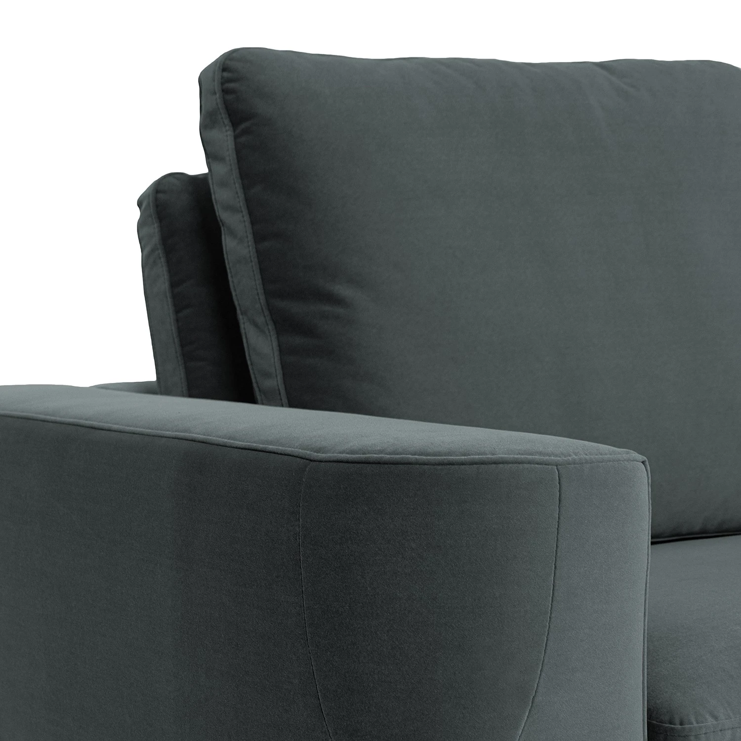 Fredriks Wohnlandschaft Grossa - Samt - Samt Vaia: Dunkelgrau - Longchair davorstehend rechts / Ottomane links 10 Fredriks Wohnlandschaft Grossa - Samt - Samt Vaia: Dunkelgrau - Longchair davorstehend rechts / Ottomane links – Bild 10