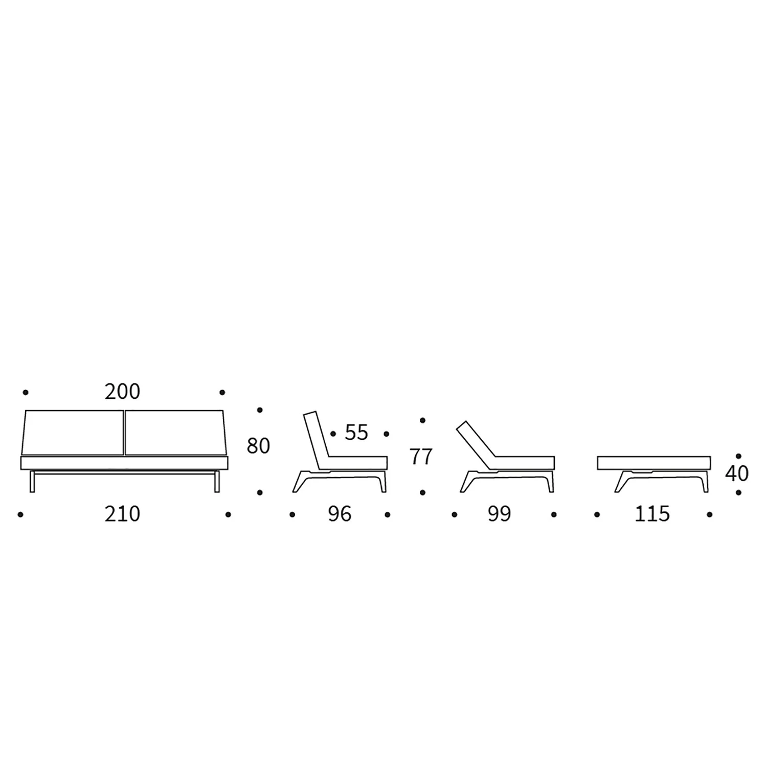 Innovation Möbel Schlafsofa Splitback Eik - Stoff Mixed Dance: Light Blue - Eiche Hell 11 Innovation Möbel Schlafsofa Splitback Eik - Stoff Mixed Dance: Light Blue - Eiche Hell – Bild 11