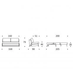 Innovation Möbel Schlafsofa Cubed - Stoff Twist: Granite - Breite: 168 cm - Eiche Hell -Wohnzimmermöbel boutique en ligne 1000244292 210218 15014700167 SKETCH DETAILS P000000001000244292 sketch
