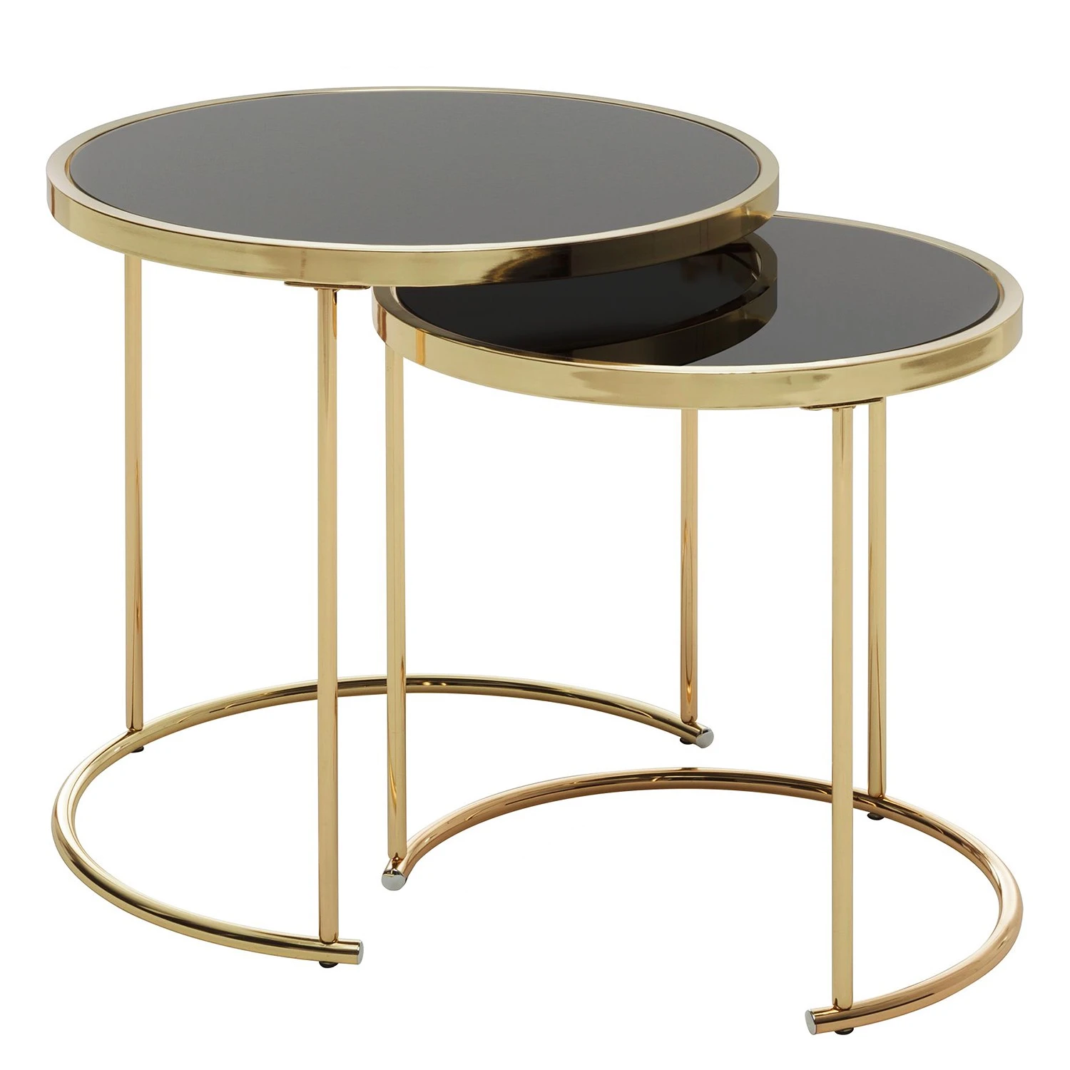 Red Living Beistelltisch Messery (2er-Set) - Glas / Metall - Schwarz / Gold 1 Red Living Beistelltisch Messery (2er-Set) - Glas / Metall - Schwarz / Gold