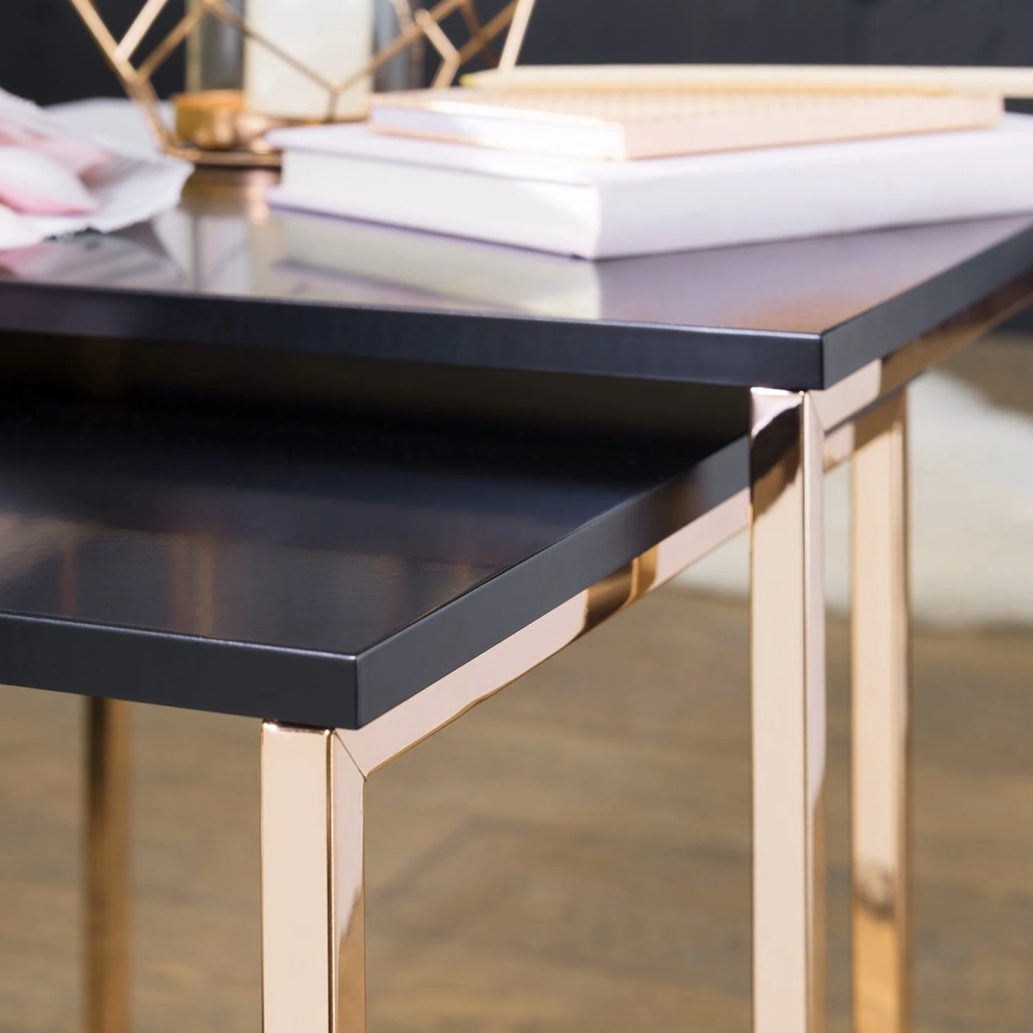 Loftscape Beistelltisch Menville (2er-Set) - Schwarz / Roségold 5 Loftscape Beistelltisch Menville (2er-Set) - Schwarz / Roségold – Bild 5