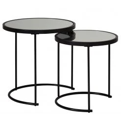 Loftscape Beistelltisch Menglon - Glas / Metall - Schwarz