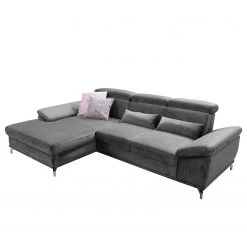 Loftscape Ecksofa Tamaris I - Cord - Cordstoff Inbal: Grau - Longchair davorstehend links - Mit Schlaffunktion