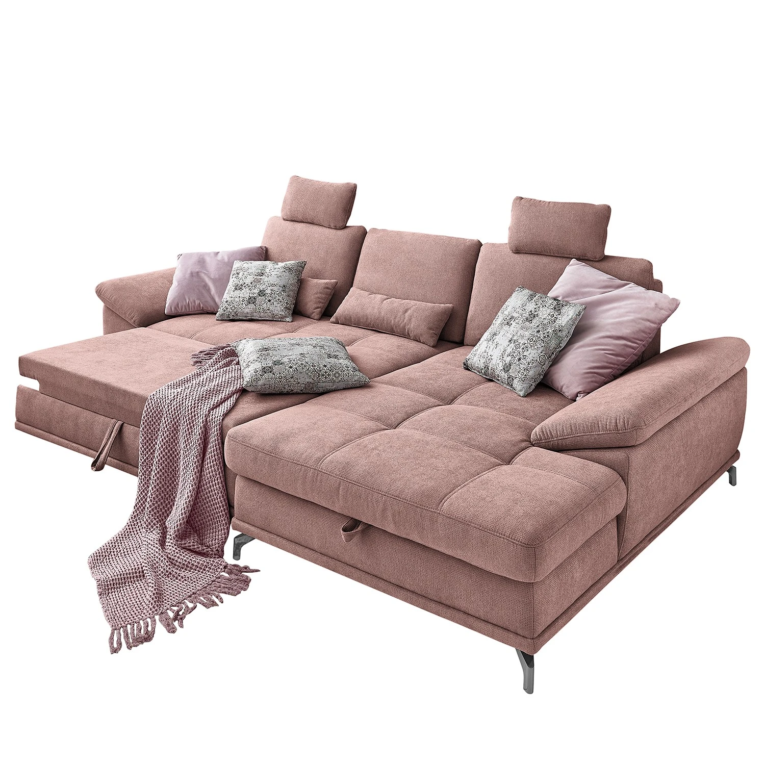 Loftscape Ecksofa Odenas - Webstoff - Webstoff Palila: Mauve - Longchair davorstehend rechts - Mit Schlaffunktion 4 Loftscape Ecksofa Odenas - Webstoff - Webstoff Palila: Mauve - Longchair davorstehend rechts - Mit Schlaffunktion – Bild 4