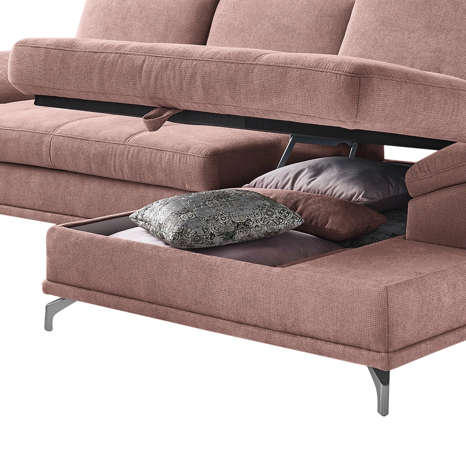 Loftscape Ecksofa Odenas - Webstoff - Webstoff Palila: Mauve - Longchair davorstehend rechts - Mit Schlaffunktion 11 Loftscape Ecksofa Odenas - Webstoff - Webstoff Palila: Mauve - Longchair davorstehend rechts - Mit Schlaffunktion – Bild 11