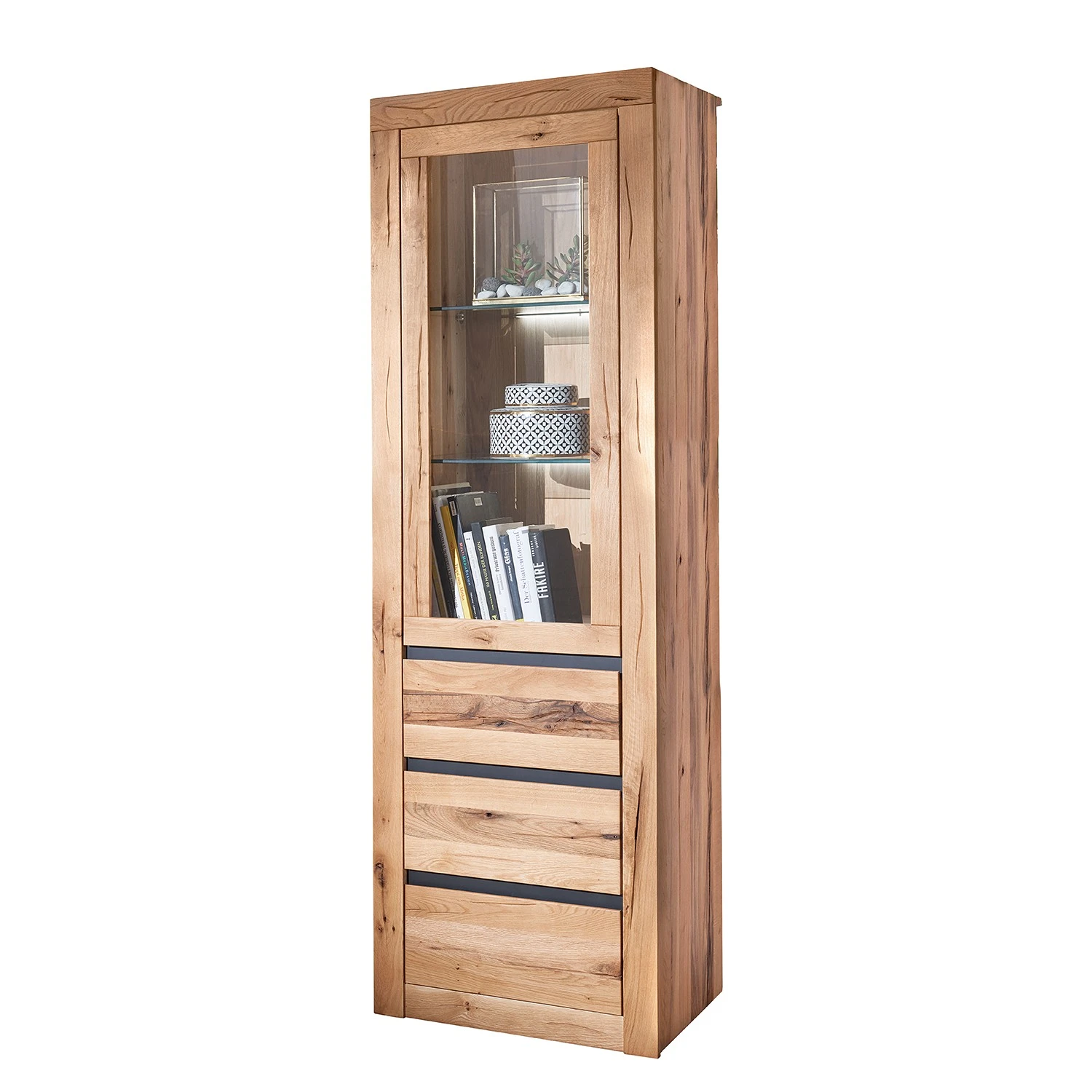 Naturoo Vitrinenschrank Gerville II - Wildeiche massiv 1 Naturoo Vitrinenschrank Gerville II - Wildeiche massiv