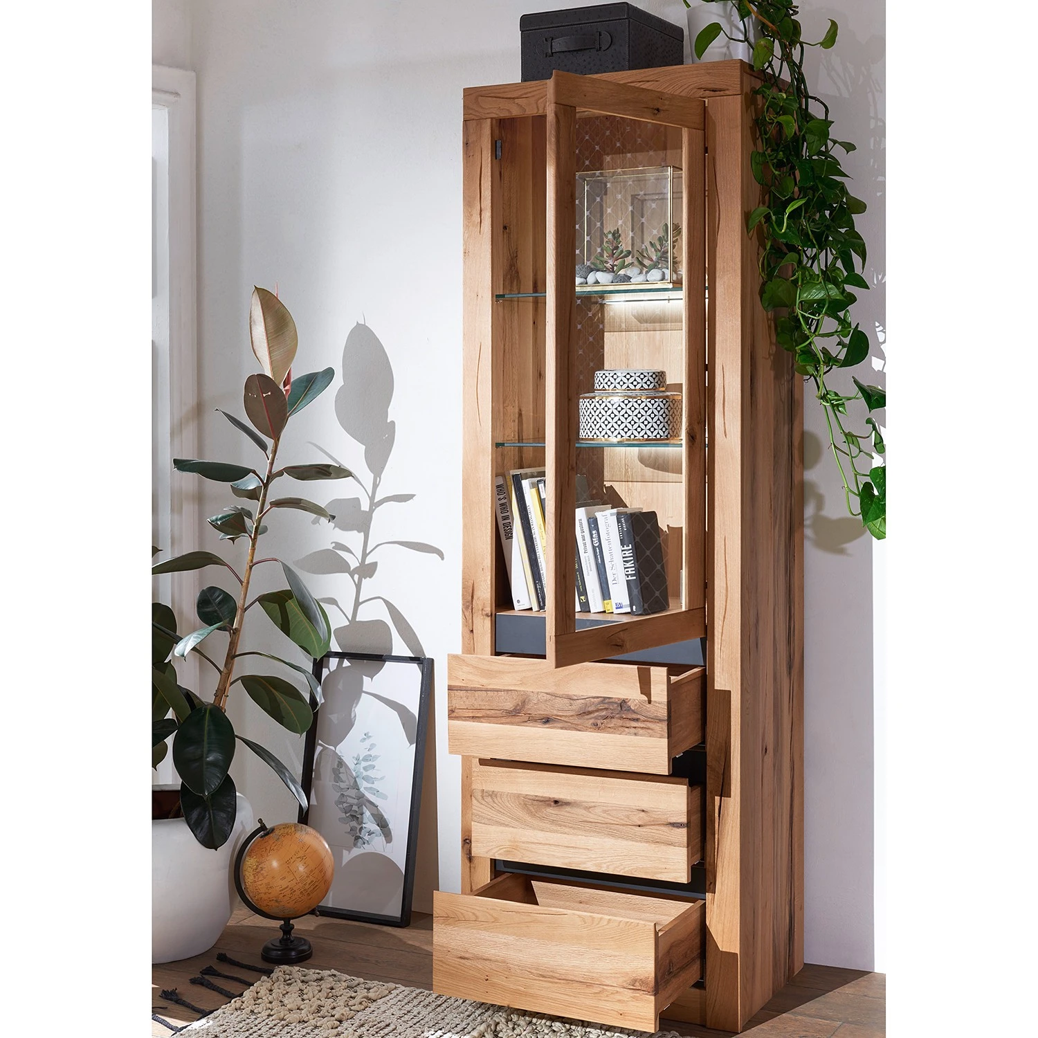 Naturoo Vitrinenschrank Gerville II - Wildeiche massiv 4 Naturoo Vitrinenschrank Gerville II - Wildeiche massiv – Bild 4